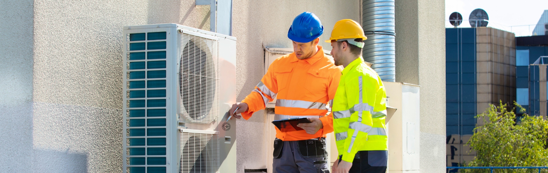 Adobe stock image of air conditioning maintenance work