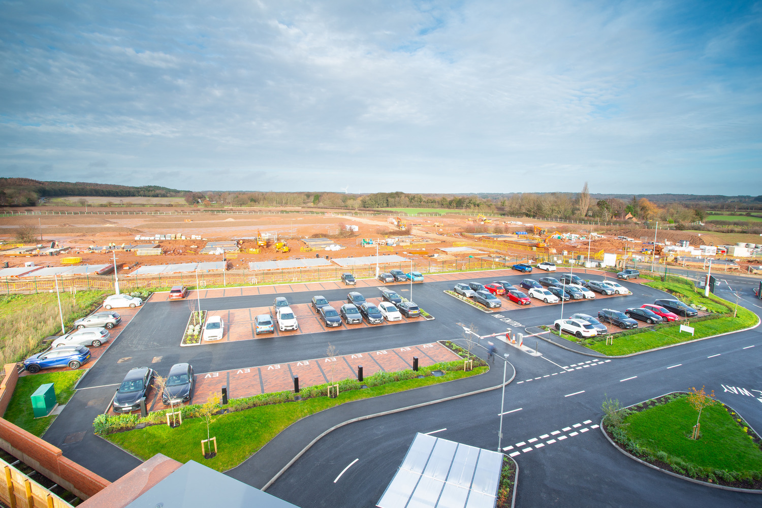 Arc Partnership Oak House Exterior view over car park and wider Top Wighay development